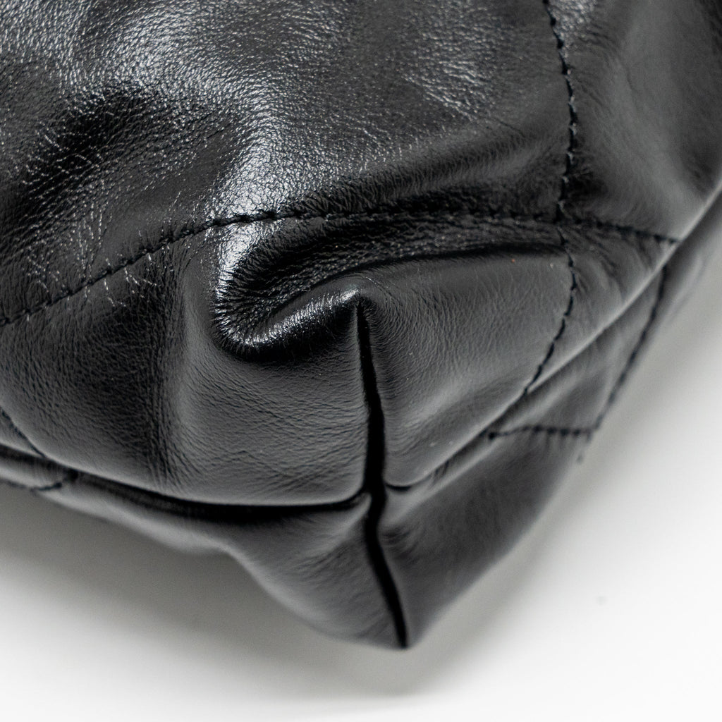 CHANEL MINI 22 BAG SHINY CALFSKIN BLACK GHW (MICROCHIP)