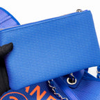 Chanel 21S Large Deauville Tote Shopping Bag Fluorescent Canvas/Leather Blue/Orange SHW