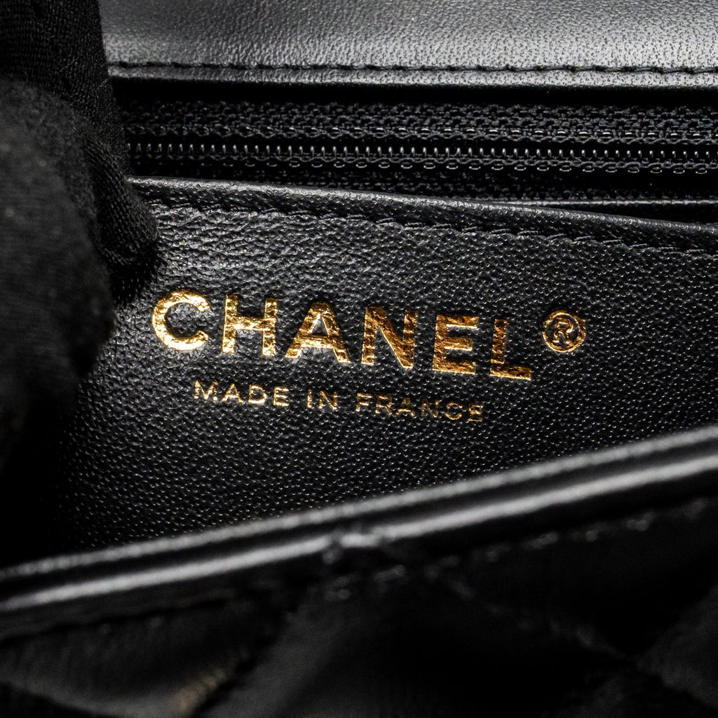 CHANEL MINI RECTANGULAR FLAP BAG LAMBSKIN BLACK LGHW (MICROCHIP)