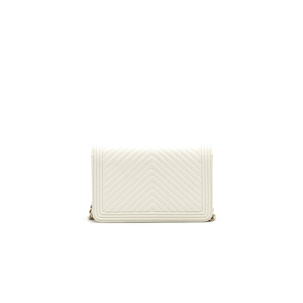 CHANEL CHEVRON CAVIAR WALLET ON CHAIN IVORY LGHW