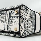 DIOR MEDIUM LADY D-LITE BAG PLAN DE PARIS EMBROIDERY CANVAS BLACK/WHITE LGHW
