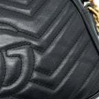 GUCCI MARMONT SMALL MATELASSE SHOULDER BAG BLACK GHW