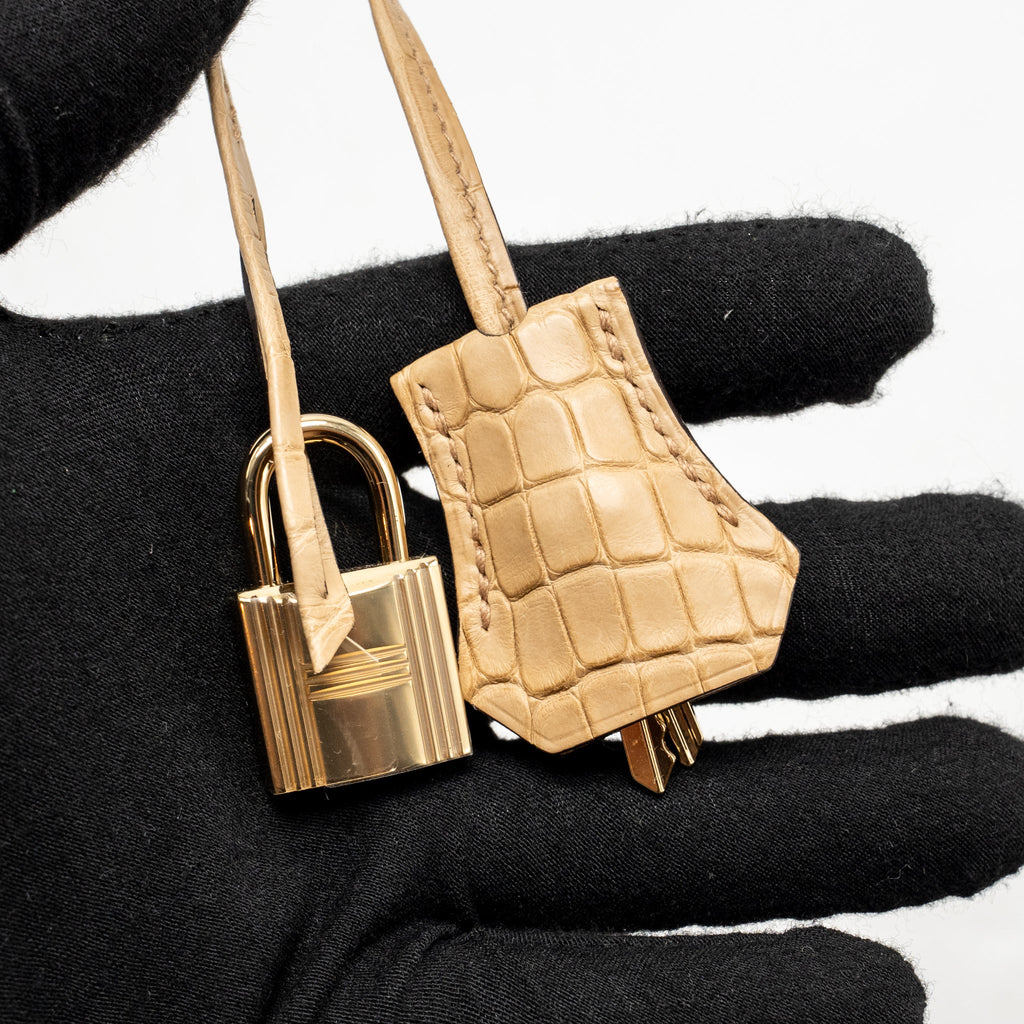 Hermes Birkin 25 Touch Togo/Alligator Mississippiensis Mat Chai LGHW