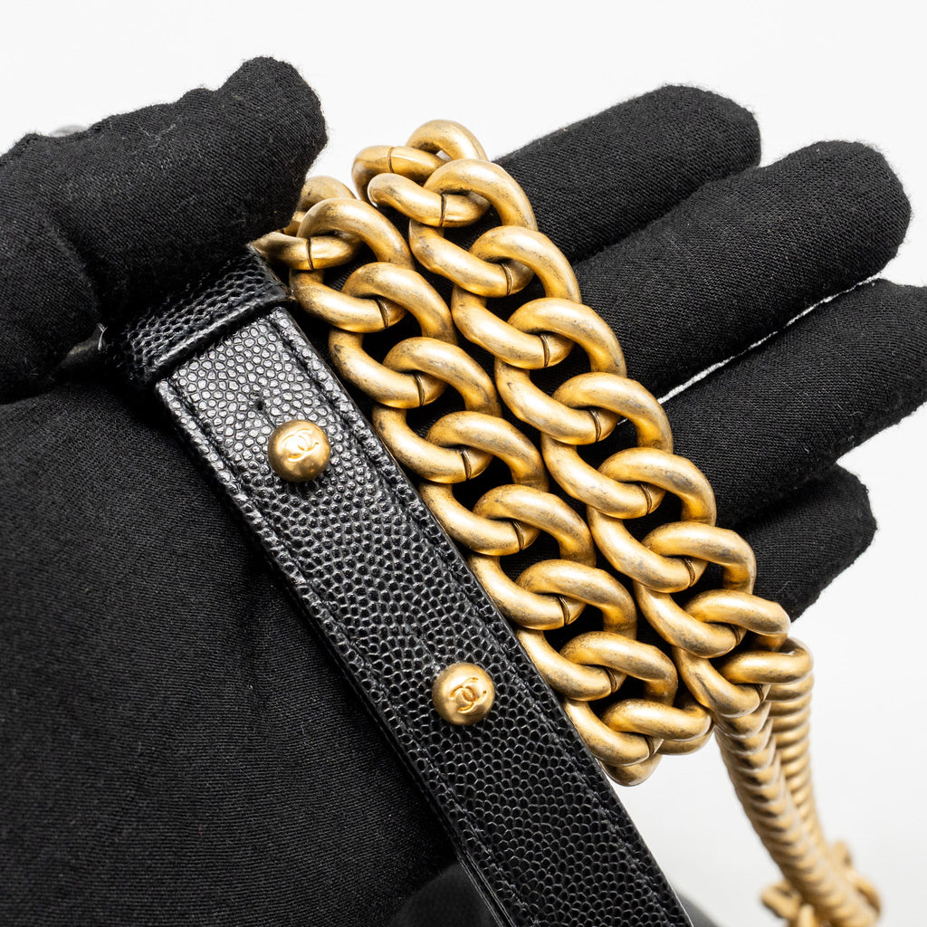 CHANEL SMALL BOY BAG CAVIAR BLACK GHW