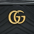 GUCCI MARMONT SMALL MATELASSE SHOULDER BAG BLACK GHW
