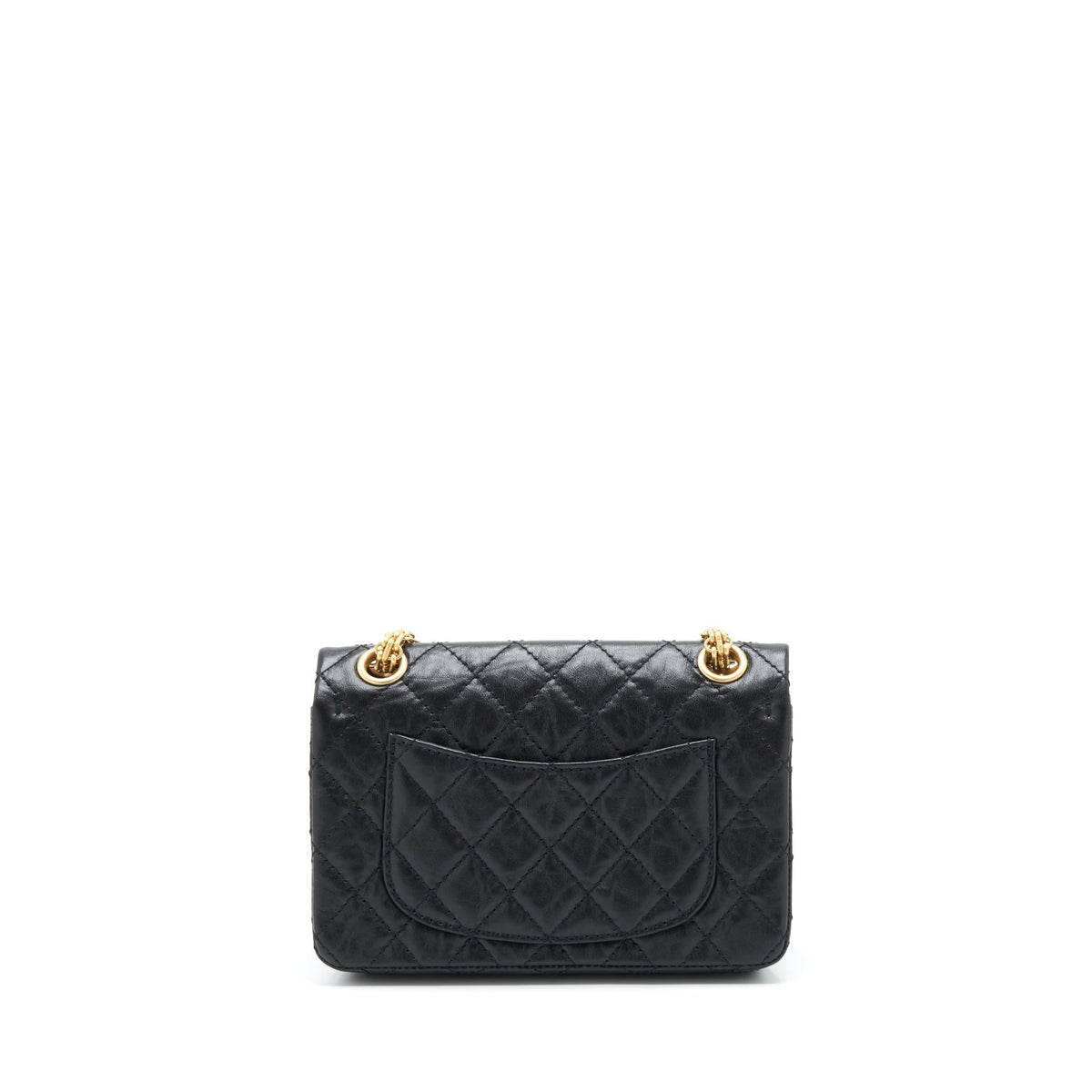 CHANEL MINI 2.55 REISSUE FLAP BAG AGED CALFSKIN BLACK BRUSHED GHW (MICROCHIP)