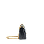 CHANEL MINI 2.55 REISSUE FLAP BAG AGED CALFSKIN BLACK BRUSHED GHW (MICROCHIP)