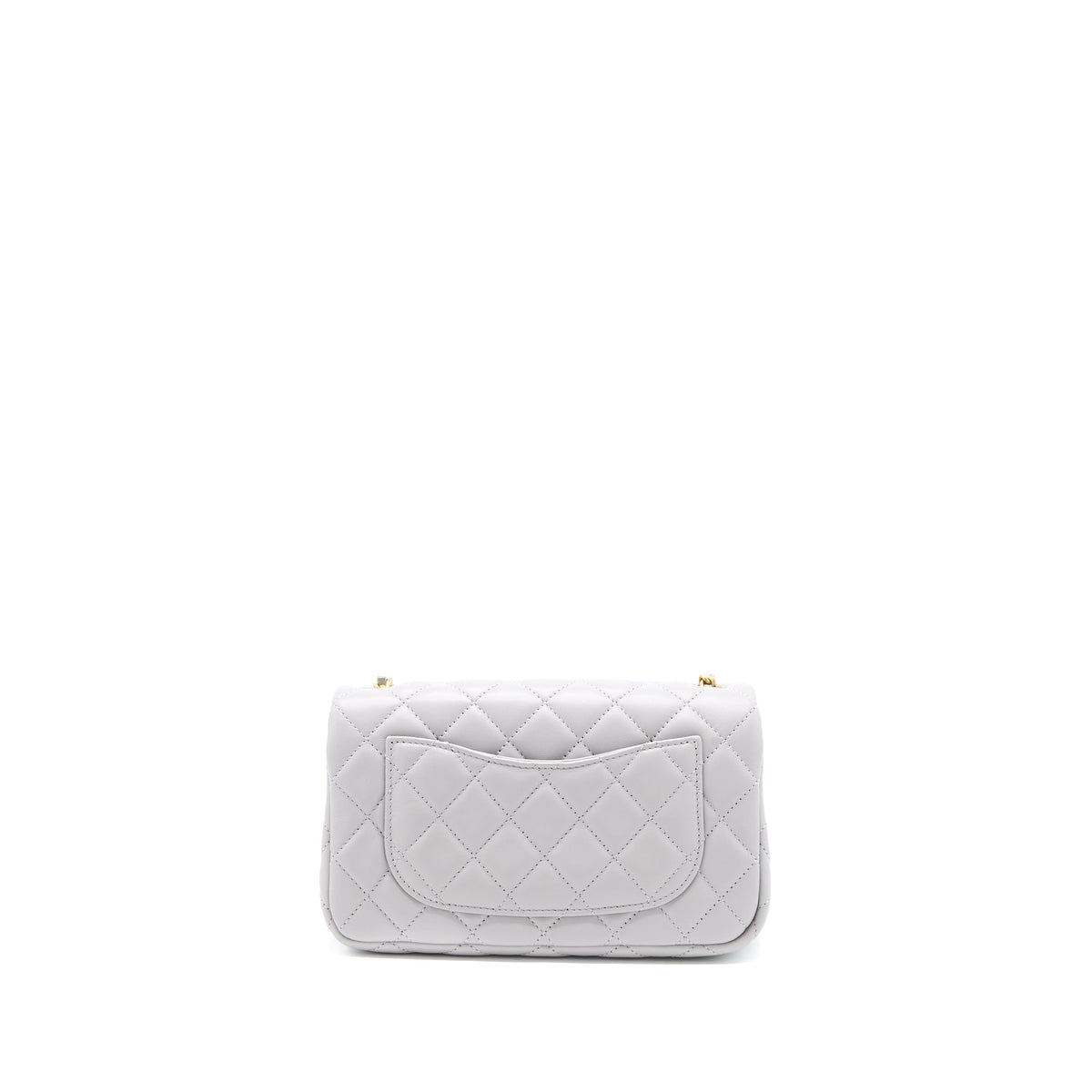 CHANEL PEARL CRUSH MINI RECTANGULAR FLAP BAG LAMBSKIN LIGHT GREY GHW (MICROCHIP)
