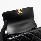 CHANEL GOLD CRUSH MINI FLAP BAG SHINY CALFSKIN BLACK GHW (MICROCHIP)