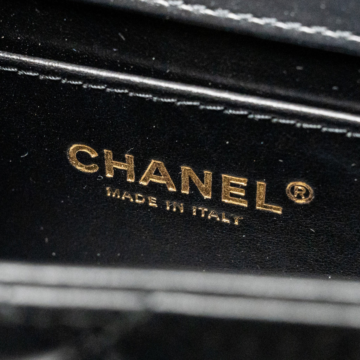 CHANEL GOLD CRUSH MINI FLAP BAG SHINY CALFSKIN BLACK GHW (MICROCHIP)