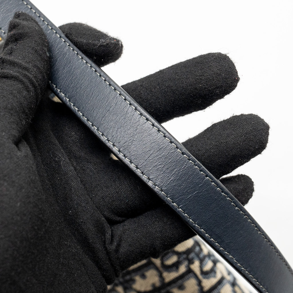 DIOR MEDIUM SADDLE BAG BLUE OBLIQUE CANVAS/CALFSKIN GHW