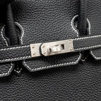 Hermes Birkin 25 Special Order Togo Black/White Stitching Brushed SHW