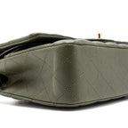 CHANEL 22K MEDIUM CLASSIC DOUBLE FLAP BAG LAMBSKIN OLIVE GREEN LGHW(MICROCHIP)