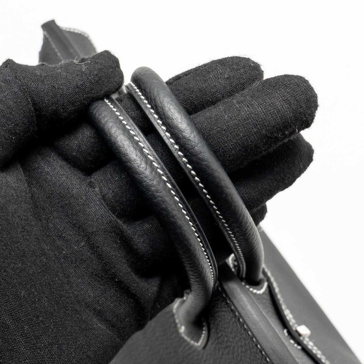 Hermes Birkin 25 Special Order Togo Black/White Stitching Brushed SHW