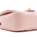 CHANEL QUILTED FLAP BAG WITH HEART CHARM ON CHAIN LAMBSKIN LIGHT PINK GHW (MICROCHIP)