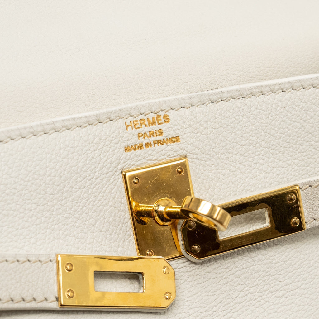 HERMES KELLY 25 EVERCOLOR BLANC GHW