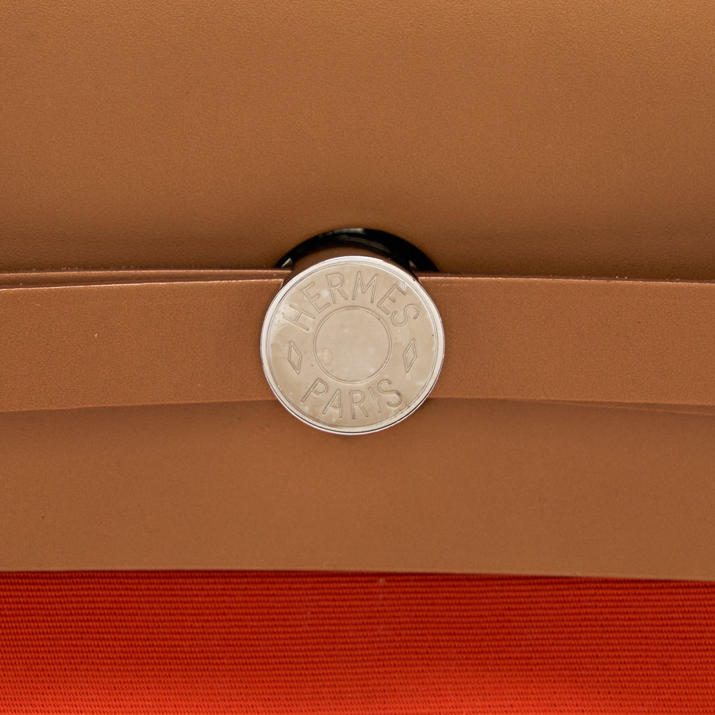 HERMES HERBAG ZIP 39 LEATHER/CANVAS ORANGE SHW