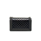 CHANEL OLD MEDIUM LEBOY BAG WITH CHAIN EDGE BLACK