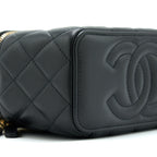 CHANEL PEARL CRUSH LONG VANITY WITH CHAIN LAMBSKIN BLACK GHW