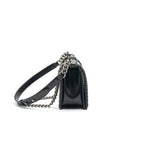 CHANEL OLD MEDIUM LEBOY BAG WITH CHAIN EDGE BLACK
