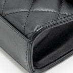 Chanel Top Handle Mini Flap Clutch with Chain Black Lambskin LGHW