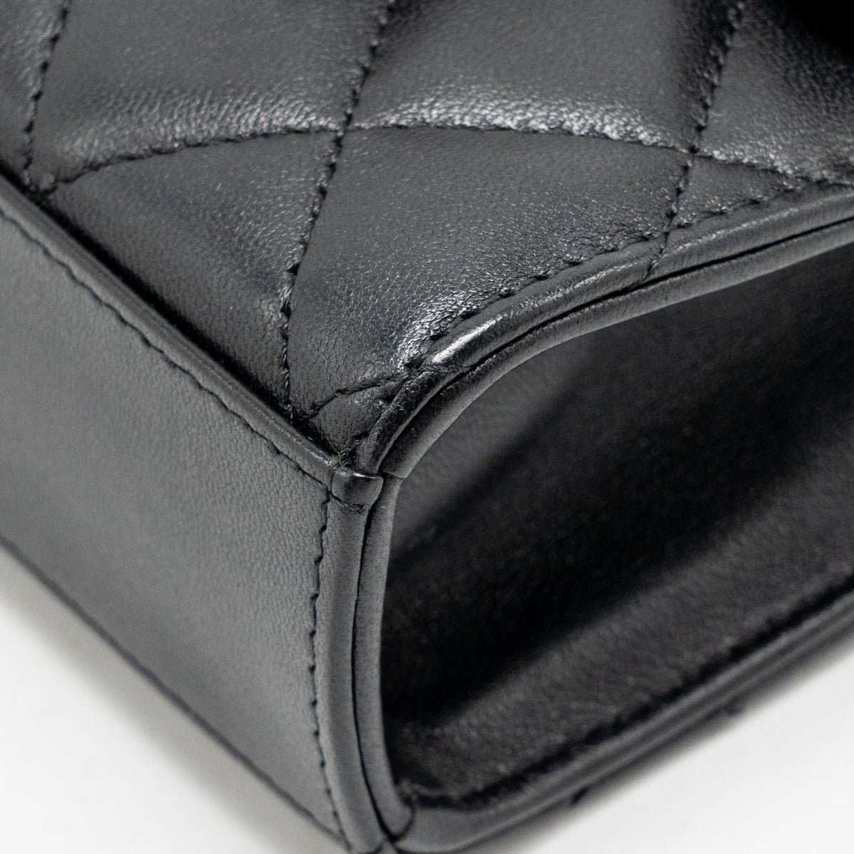 Chanel Top Handle Mini Flap Clutch with Chain Black Lambskin LGHW