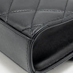 Chanel Top Handle Mini Flap Clutch with Chain Black Lambskin LGHW