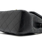 CHANEL CLASSIC MINI SQUARE FLAP BAG LAMBSKIN BLACK BRUSHED GHW