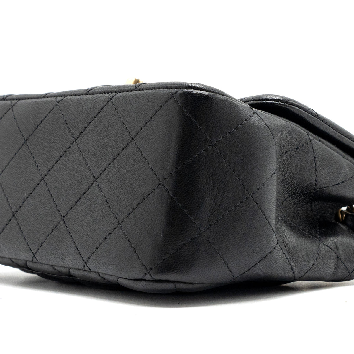 CHANEL CLASSIC MINI SQUARE FLAP BAG LAMBSKIN BLACK BRUSHED GHW