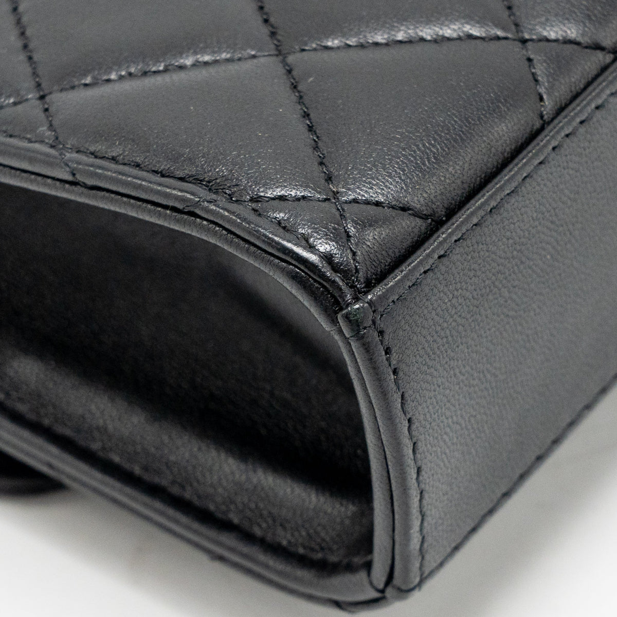 Chanel Top Handle Mini Flap Clutch with Chain Black Lambskin LGHW