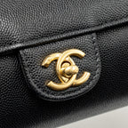 Chanel Small Preppy Bowling Bag Caviar Black GHW (Microchip)