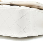 CHANEL MEDIUM CLASSIC DOUBLE FLAP BAG CAVIAR WHITE LGHW