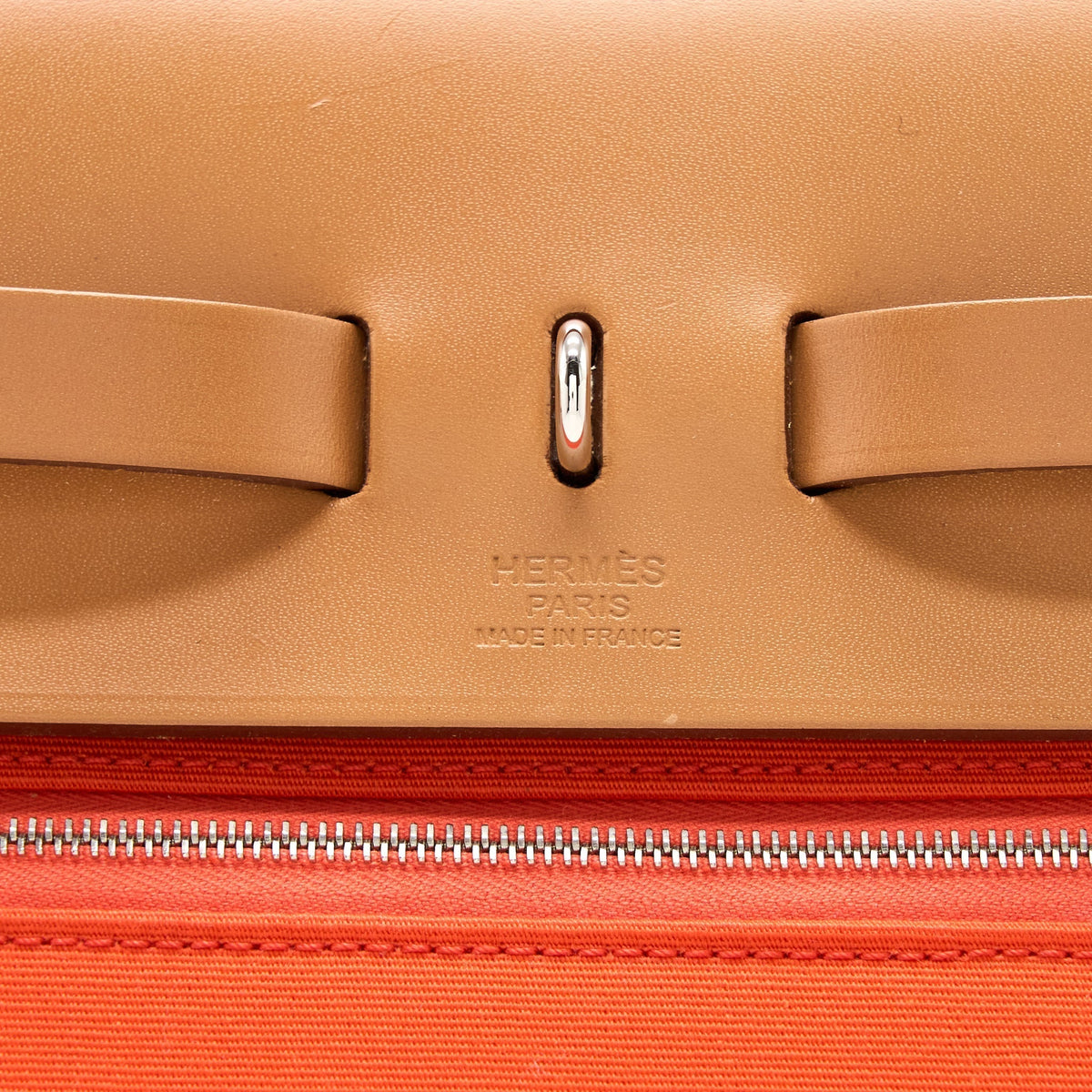 HERMES HERBAG ZIP 39 LEATHER/CANVAS ORANGE SHW