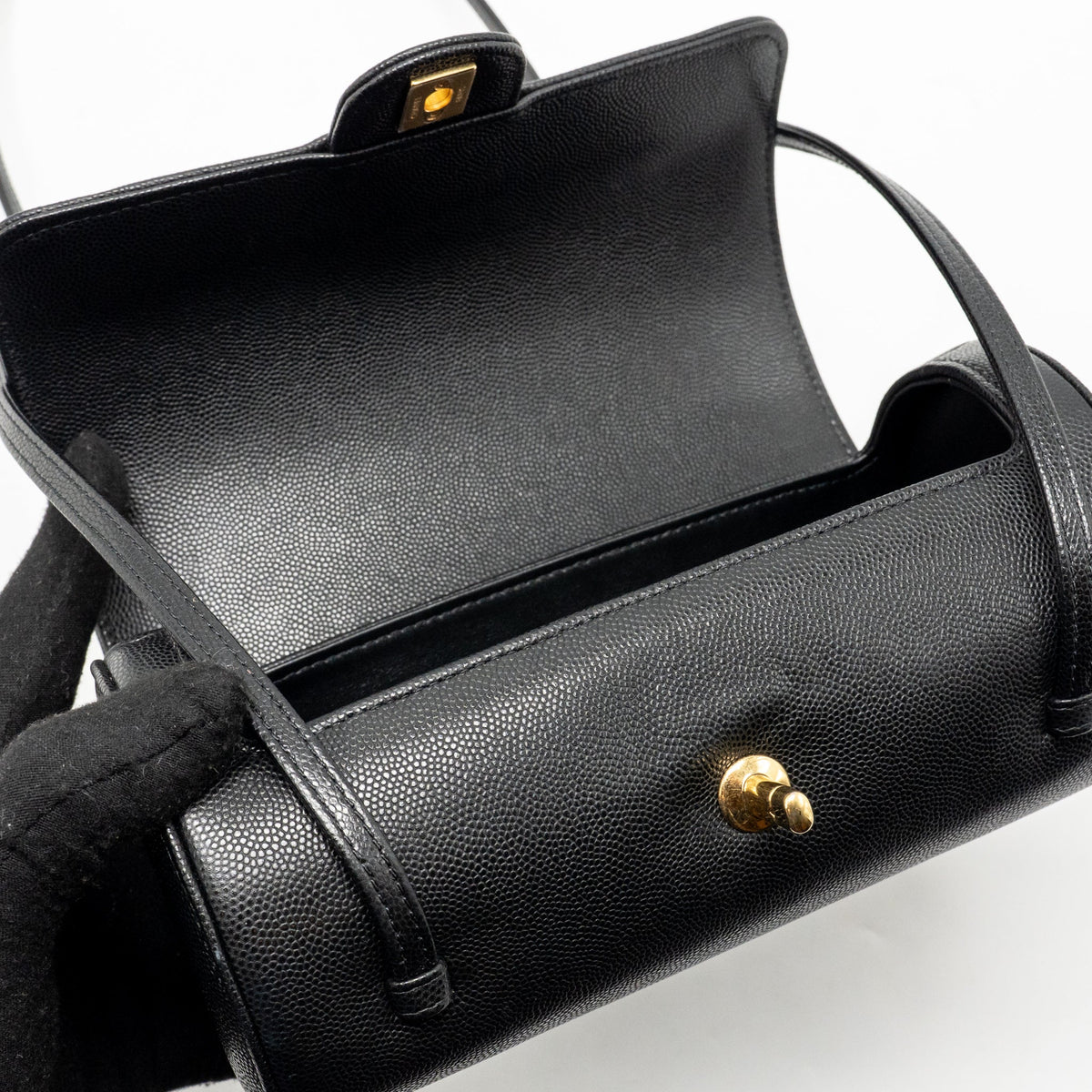 Chanel Small Preppy Bowling Bag Caviar Black GHW (Microchip)