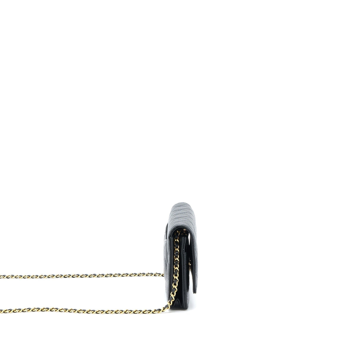 CHANEL CLASSIC WALLET ON CHAIN CAVIAR BLACK GHW( MICROCHIP)
