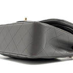 CHANEL 22A SMALL CLASSIC DOUBLE FLAP BAG LAMBSKIN GREY LGHW(MICROCHIP)