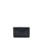 CHANEL 2.55 REISSUE WALLET ON CHAIN CHEVRON AGED CALFSKIN BLACK BRUSHED GHW (MICROCHIP)