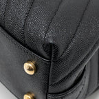 CHANEL SMALL COCO HANDLE WITH LIZARD EMBOSSED HANDLE CHEVRON CAVIAR BLACK GHW