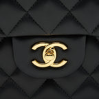 CHANEL CLASSIC DOUBLE FLAP JUMBO BAG LAMBSKIN BLACK GHW