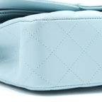 CHANEL MEDIUM CLASSIC DOUBLE FLAP BAG CAVIAR LIGHT BLUE LGHW (MICROCHIP)