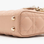 DIOR MICRO LADY DIOR CANNAGE LAMBSKIN ROSE DES VENTS LGHW