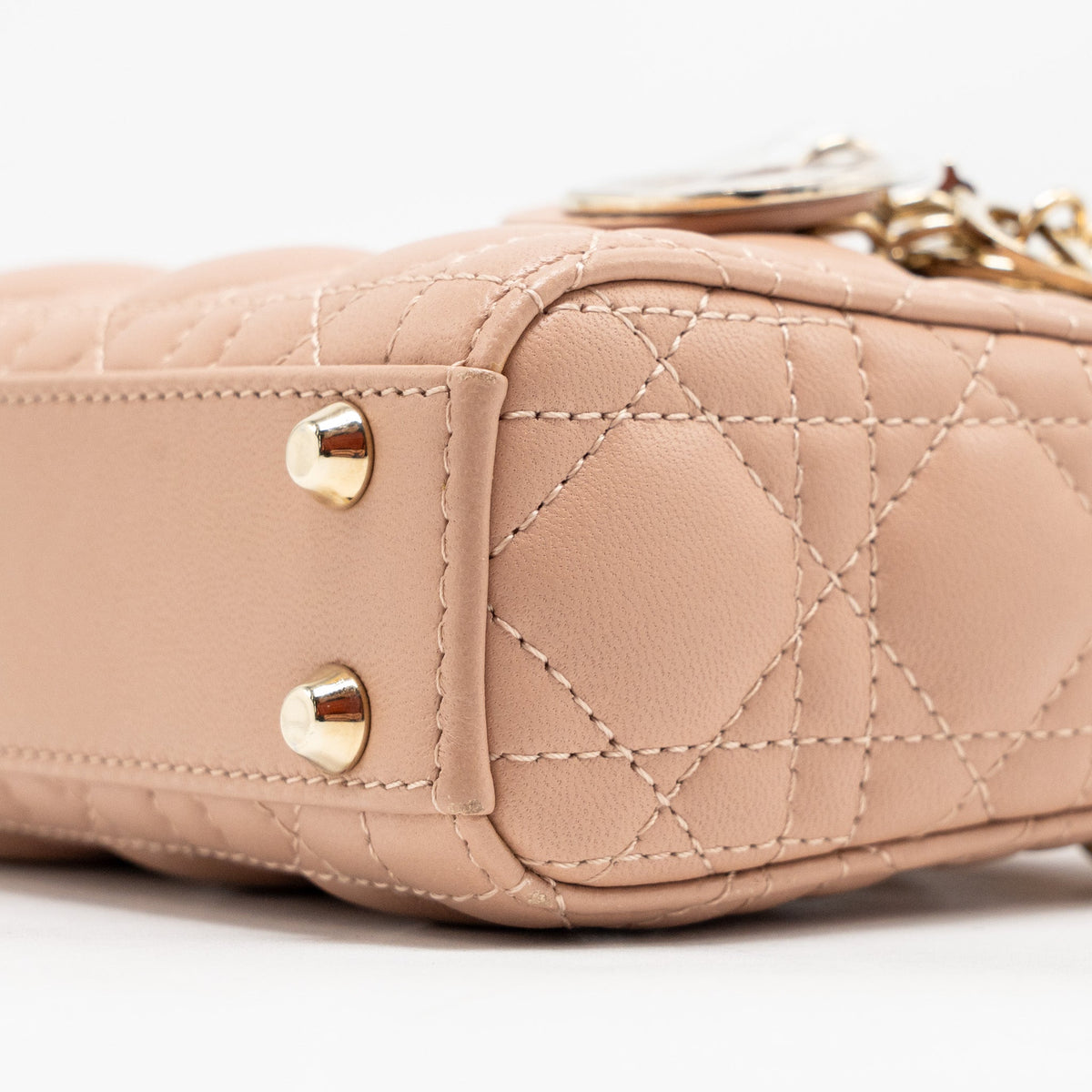 DIOR MICRO LADY DIOR CANNAGE LAMBSKIN ROSE DES VENTS LGHW