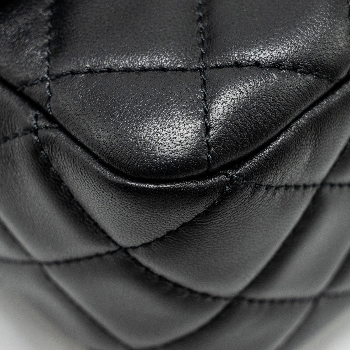 CHANEL PEARL CRUSH MINI SQUARE  FLAP BAG LAMBSKIN BLACK GHW (MICROCHIP)