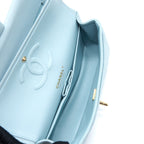 CHANEL MEDIUM CLASSIC DOUBLE FLAP BAG CAVIAR LIGHT BLUE LGHW (MICROCHIP)