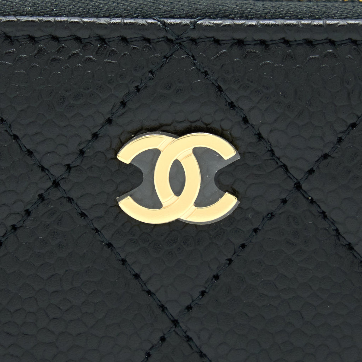 CHANEL ZIP SMALL CARD HOLDER CAVIAR BLACK GHW