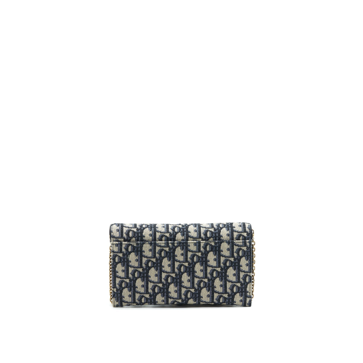 DIOR OBLIQUE JACQUARD SADDLE WALLET WITH CHAIN