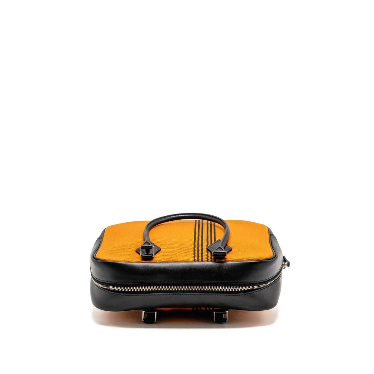 Hermes plume 28 fabric / leather orange / black SHW
