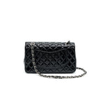 CHANEL PATENT LEATHER MEDIUM CLASSIC DOUBLE FLAP BAG BLACK SHW