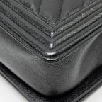 CHANEL CHEVRON MEDIUM BOY BAG CAVIAR BLACK SHW