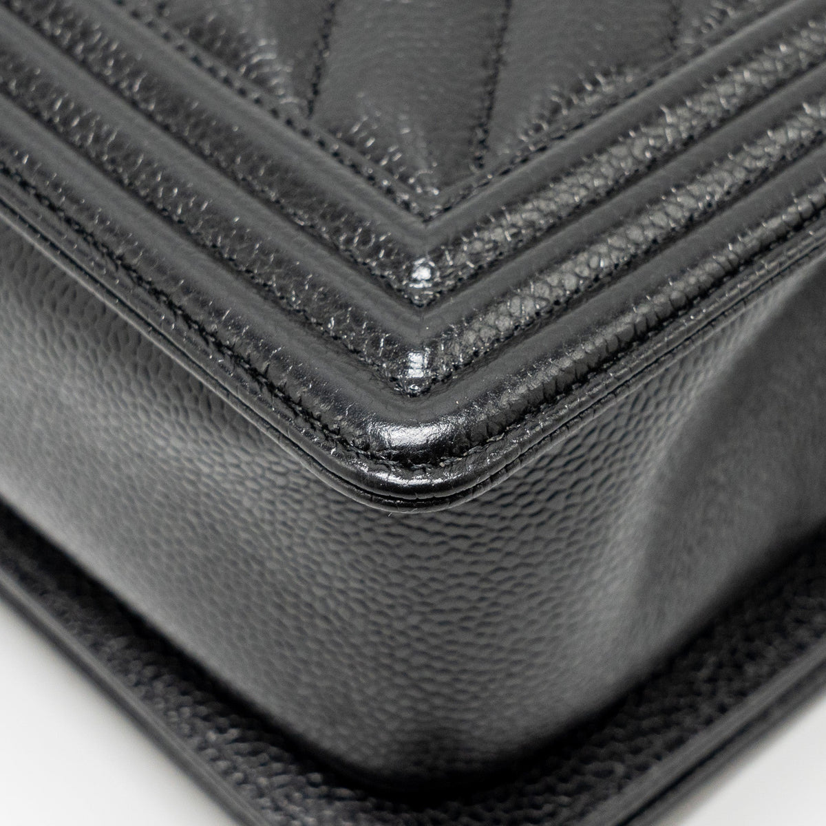 CHANEL CHEVRON MEDIUM BOY BAG CAVIAR BLACK SHW